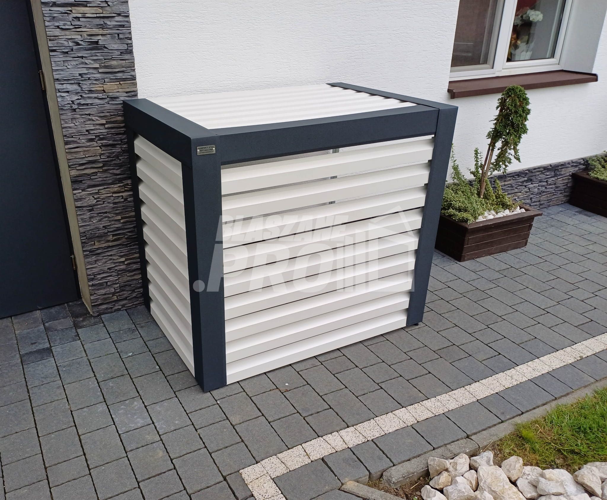 Osłona klimatyzatora pompy ciepła 90x50x110 cm biały antracyt GP302