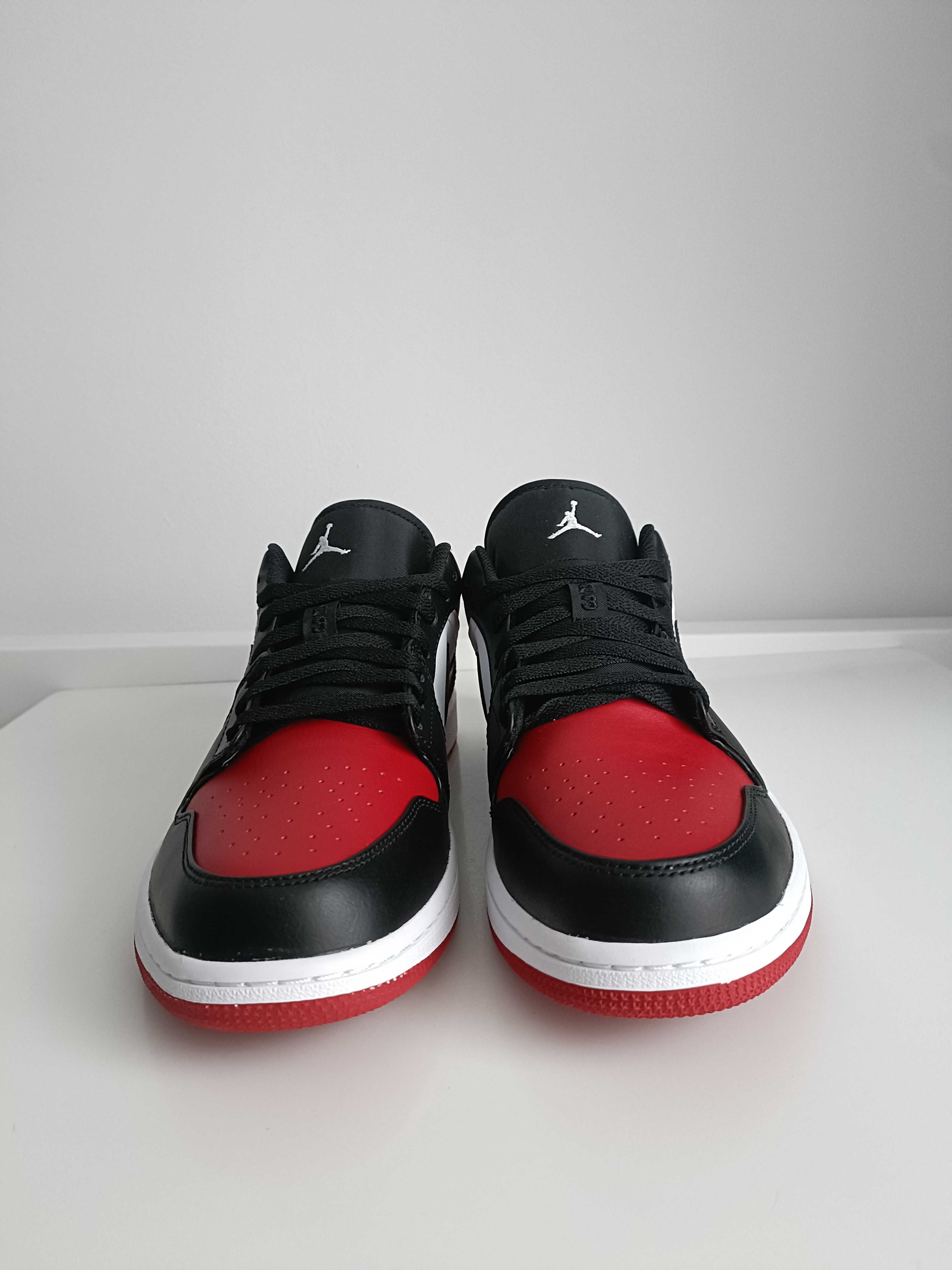 Buty męskie skórzane Jordan 1 Low Bred Toe w rozmiar 46 wkładka 30 cm