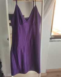 Vestido Roxo Cetim com Alças Ajustáveis