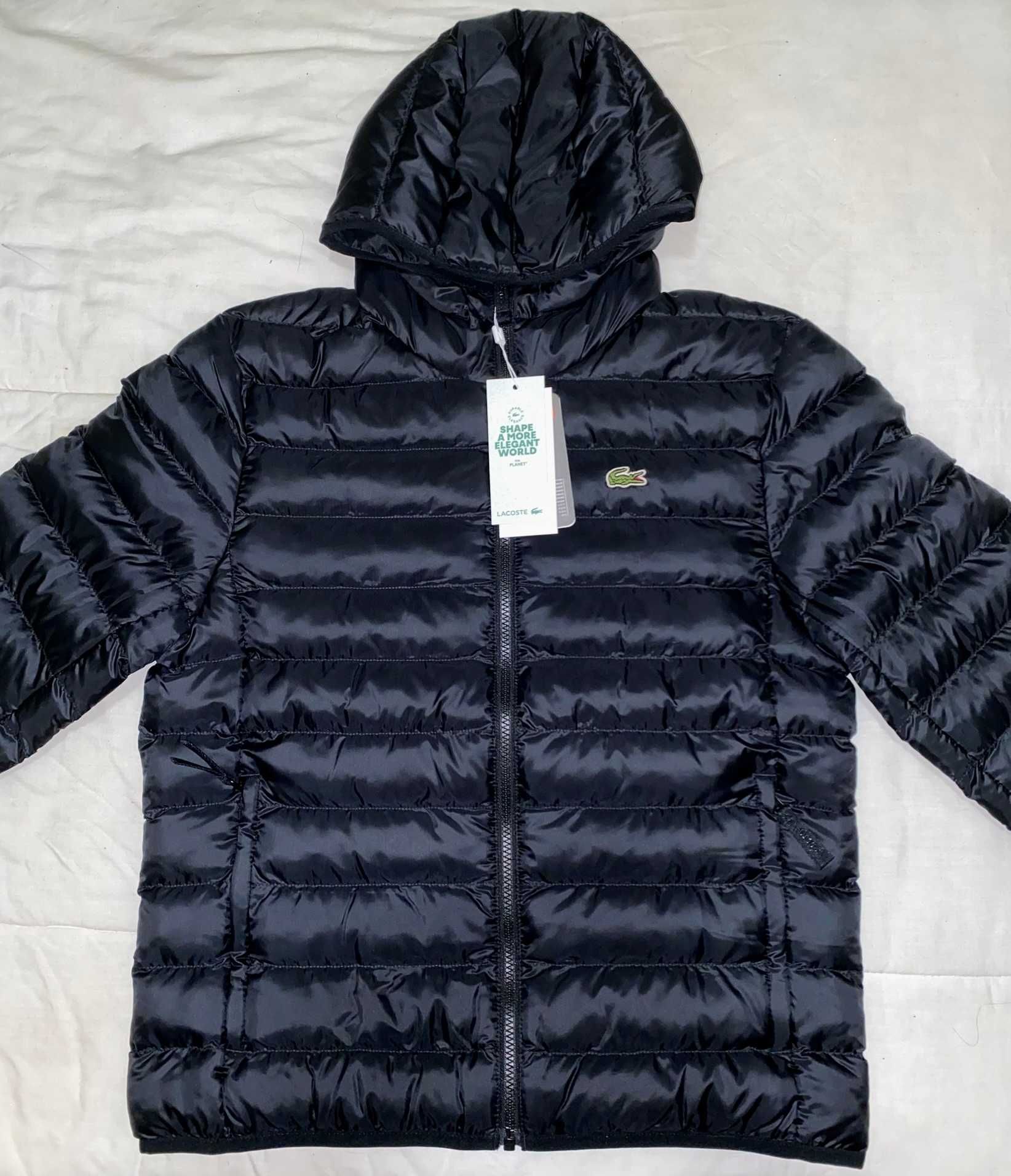 Blusão Preto Lacoste Acolchoado com Capuz