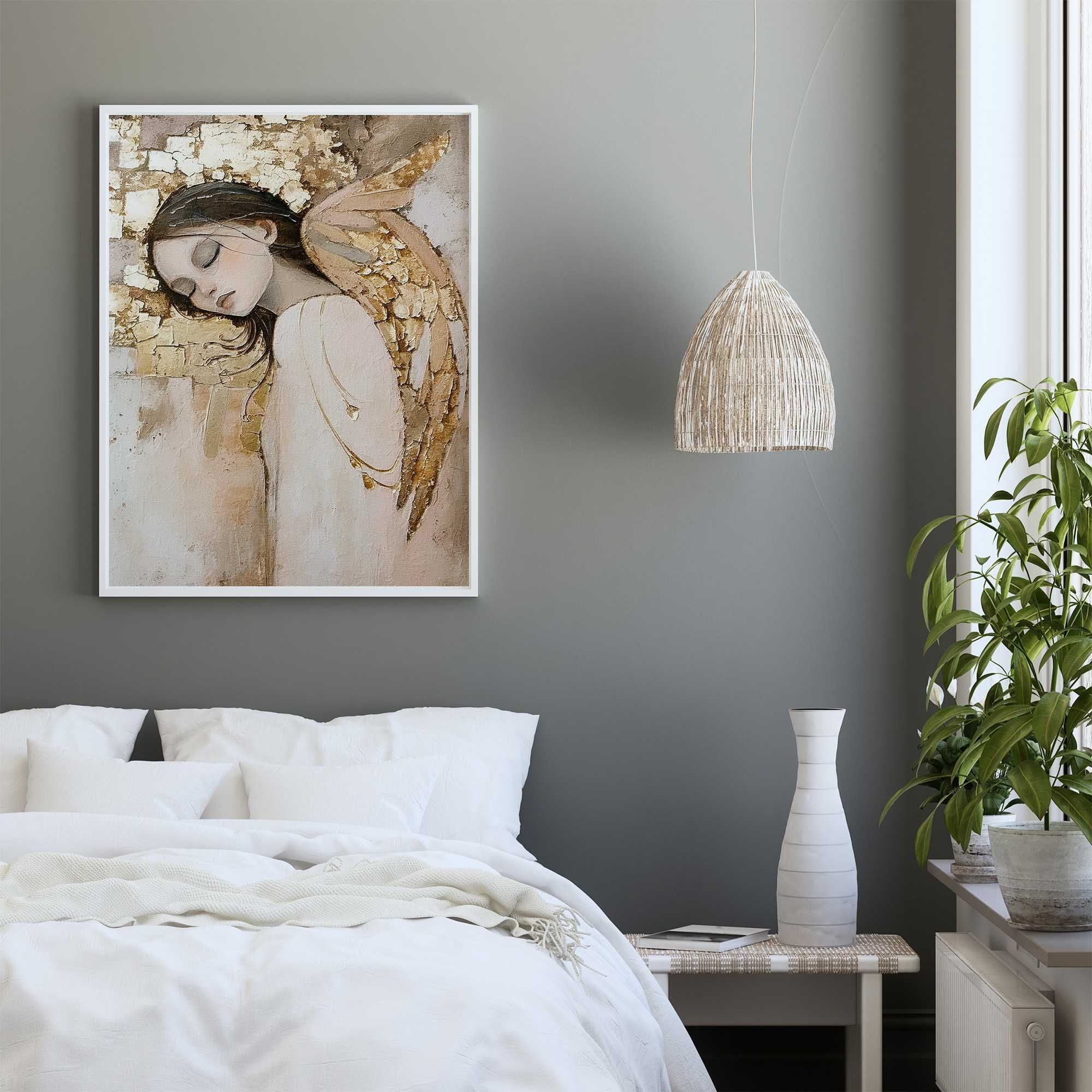 Plakat w białej ramie mdf - 70x50 cm - Anioł 2-0510