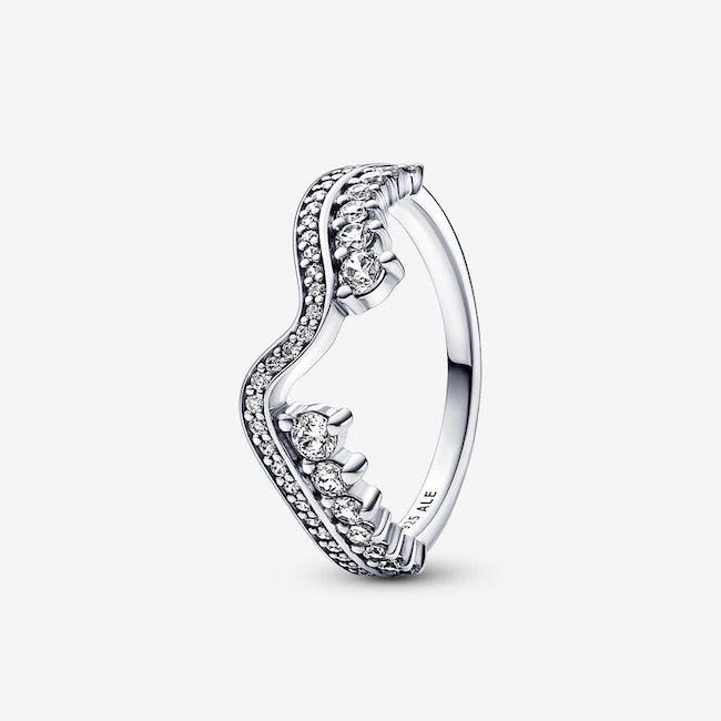 Anel Sparkling Asymmetric Wave Pandora em Prata de Lei 925 Novos