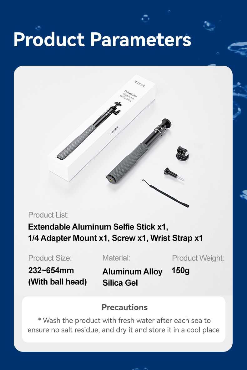 TELESIN wodoodporny kij do selfie do nurkowania GoPro DJI Insta360
