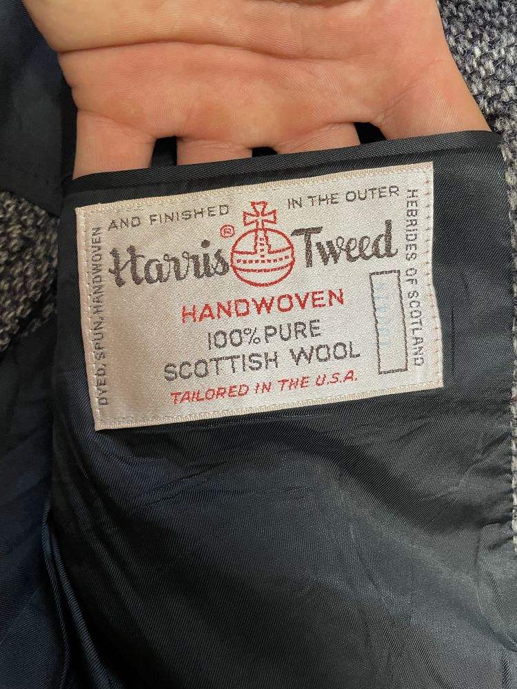 Вінтажний чоловічий вовняний піджак блейзер harris tweed wool blazer