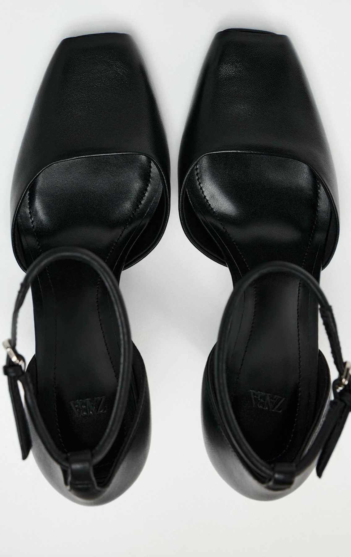 Босоніжки з натуральної шкіри ZARA туфли мюли лоферы боссоножки кожа