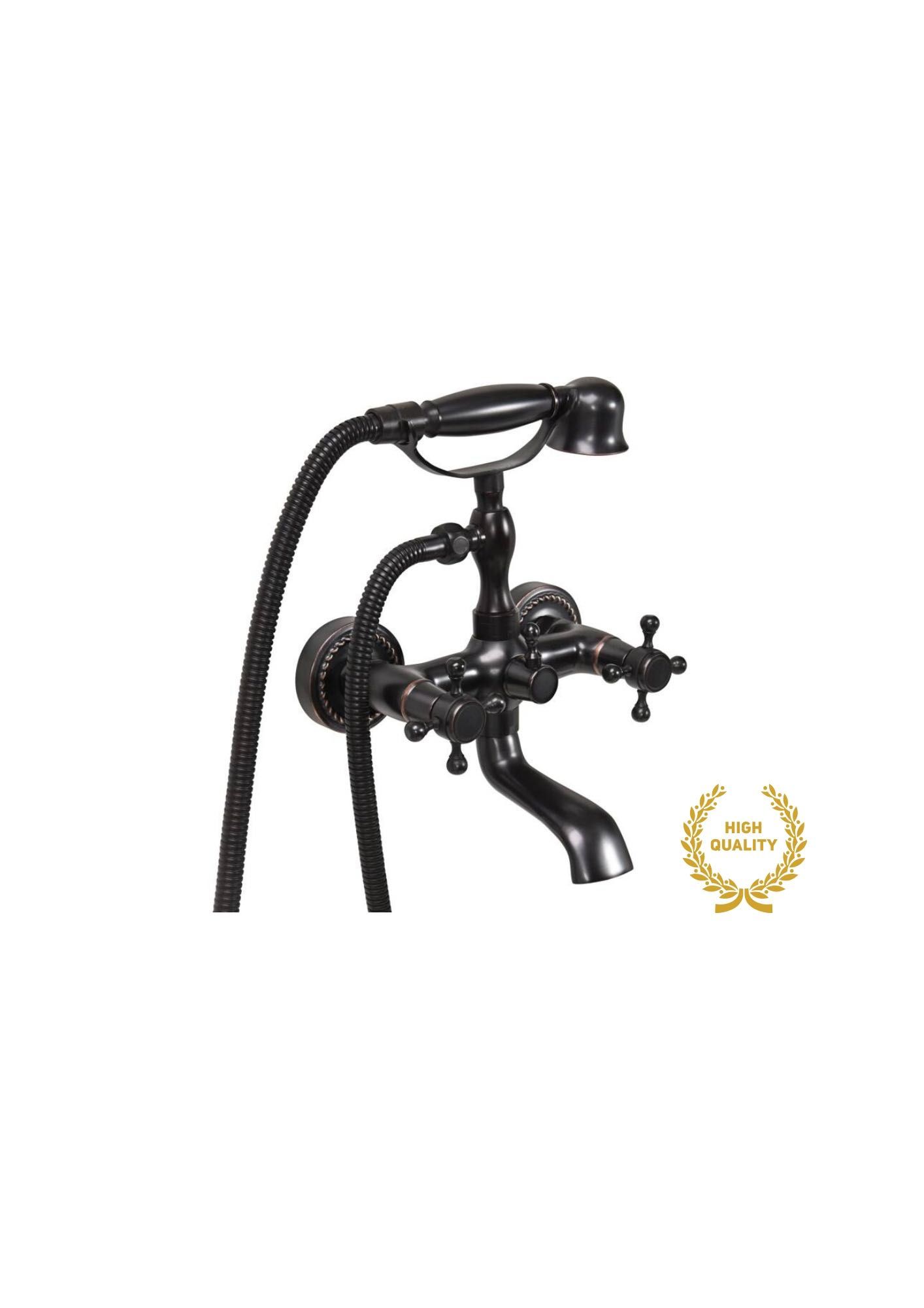 Bateria wannowa RETRO BLACK mosiądz stylowa okazja