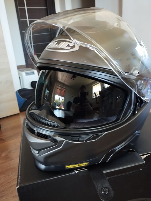 Kurtka motocyklowa skórzana Rebelhorn Hunter 2, kask HJC RPHA 71 ,