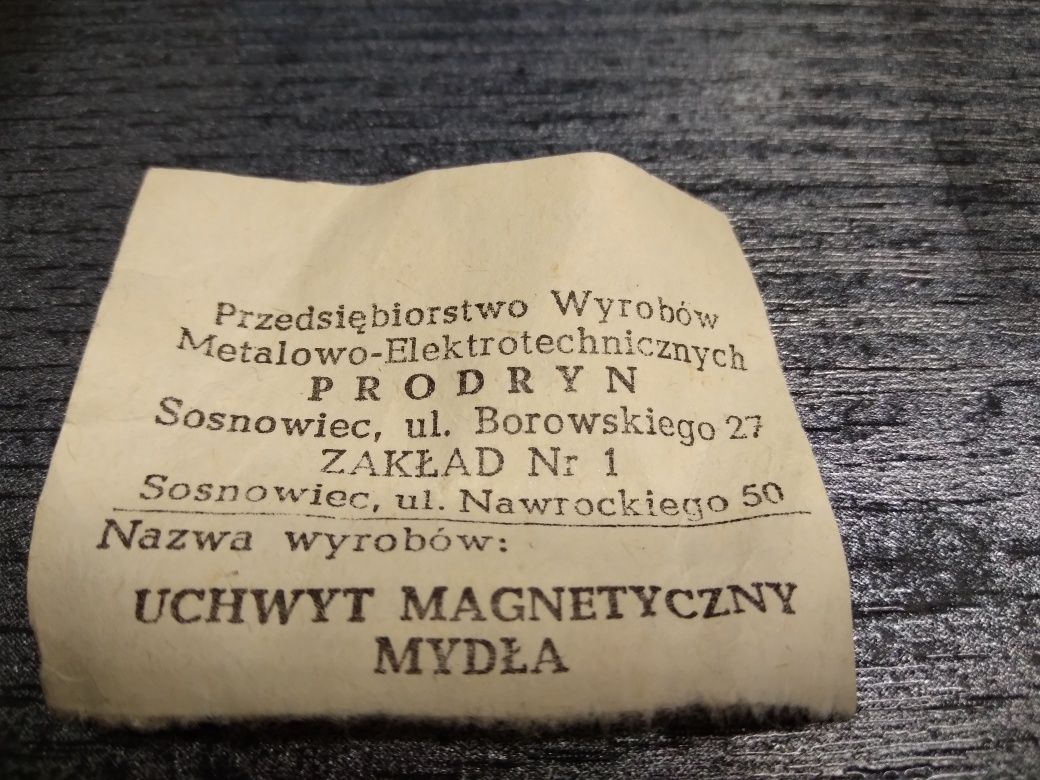 Uchwyt magnetyczny mydła Prodryn Sosnowiec Vintage Prl