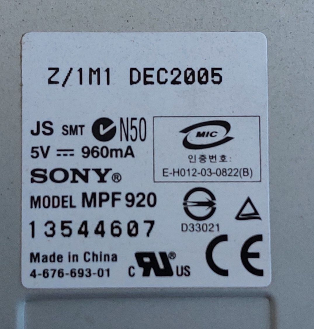 Stacja dyskietek Sony MPF 920 1.44" + taśma FDD