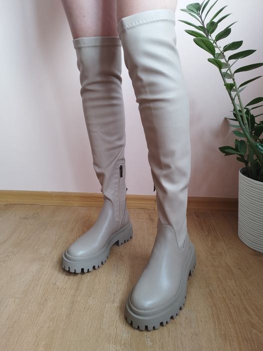 Шкіряні чоботи ботфорти осінь зима