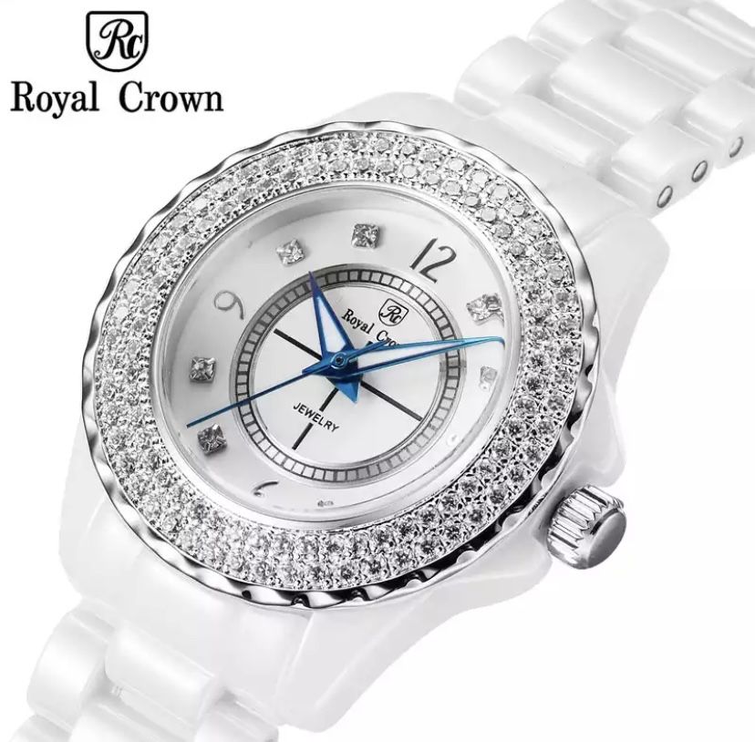 Белые керамические женские часы