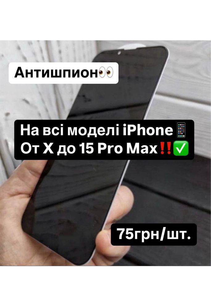  Защитное стекло iPhone Антишпион/ Захисне скло Антишпигун/ 10~15Max