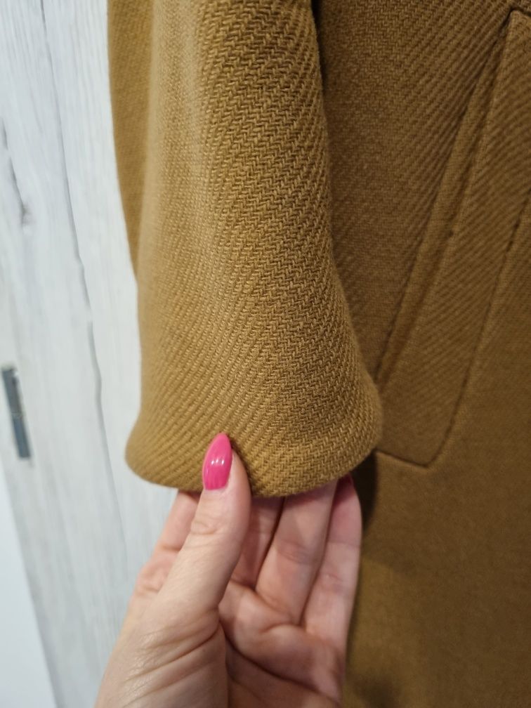 Wełniany płaszcz Zara XS oversize obniżka ceny