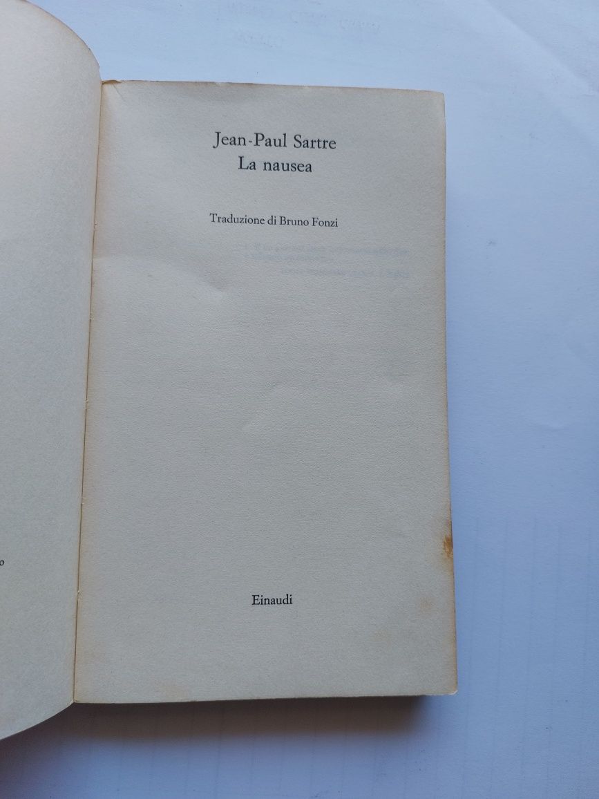 Książka po włosku. La nausea. Jean Paul Sartre