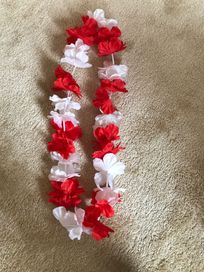 Wieniec hawajski girlanda kolorowa z kwiatów aloha biało-czerwony