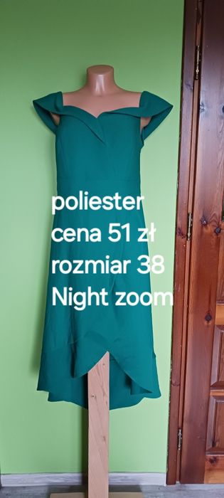 Zielona asymetryczna sukienka a'la hiszpanka Night Zoom rozm.38