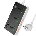 Сетевое зарядное устройство удлинитель Hoco AC7A 3USB/Type-C 3 розетки