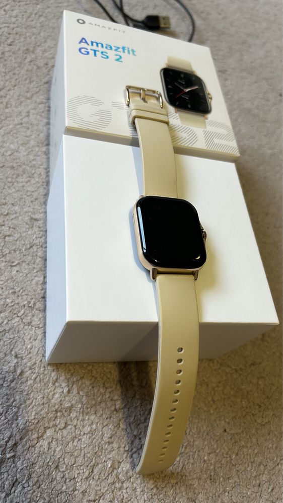 Amazfit  gts 2 smartwatch zegarek deser gold beżowy+ czarny pasek nowy