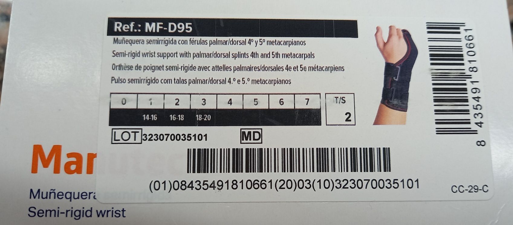 Tala imobilizadora 4° e 5° dedo mão