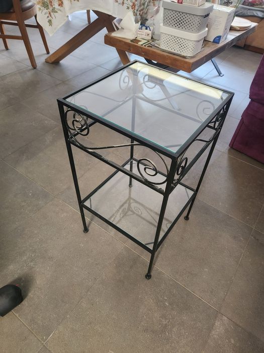 Stolik ozdobny szkło metal