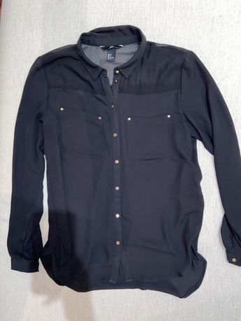 Распродажа!!!Шифоновая женская черная блуза H&M
