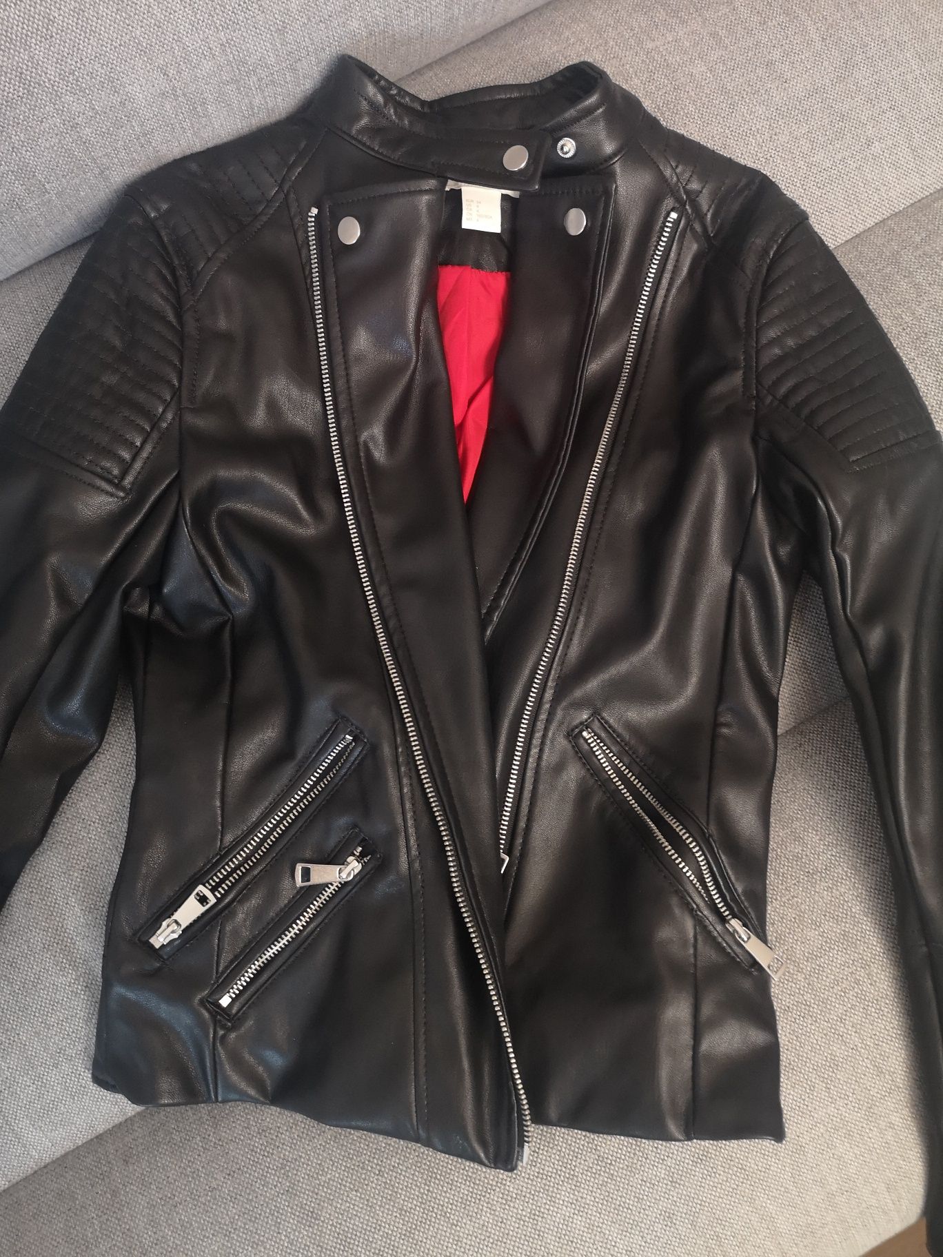 Nowa kurtka skórzana H&M ramoneska jesienna biker 34 xs motocyklowa