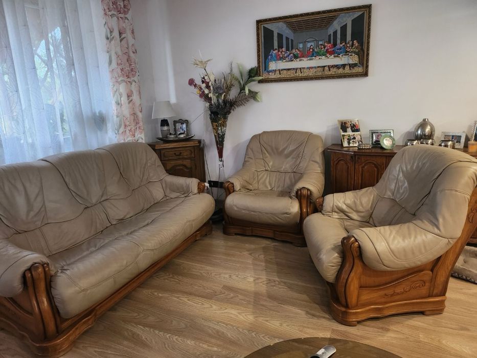 Kanapa skórzana + 2 fotele