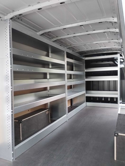 Zabudowa samochodu, regały warsztatowe, szafki serwisowe - metalowe