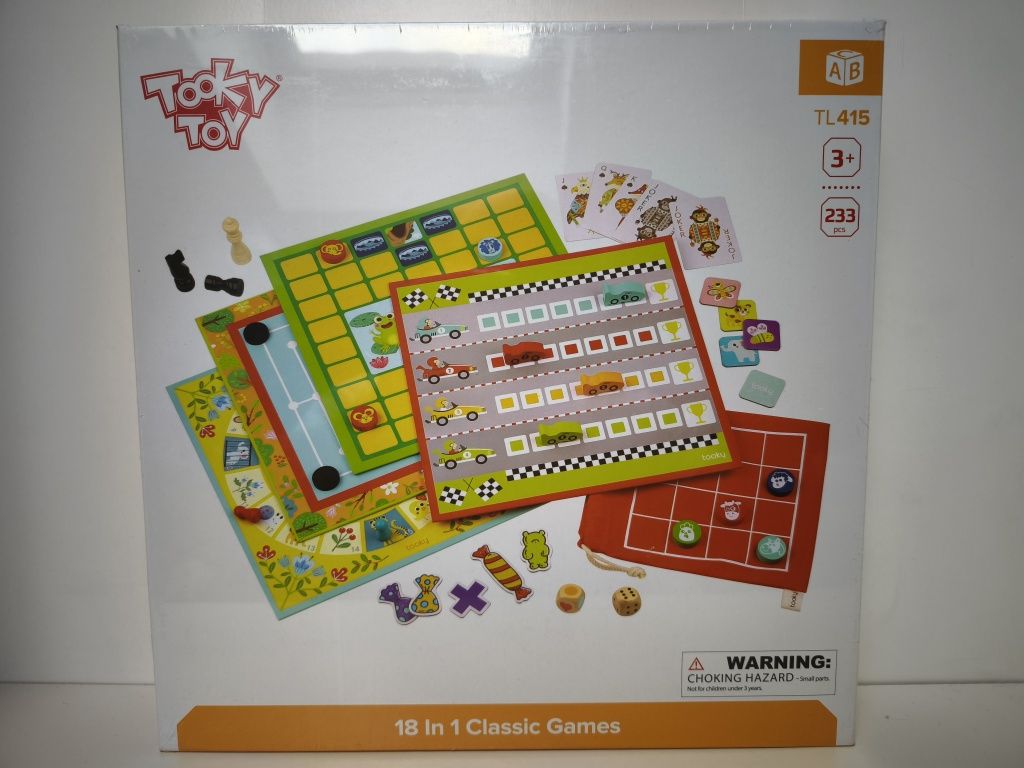 TOOKY TOY Zestaw Gier 18w1 Warcaby Karty Sudoku Kółko i Krzyżyk