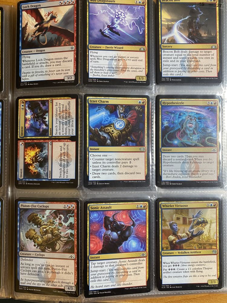Magic the gathering 52 karty izzet czerwono niebieskie kazda inna