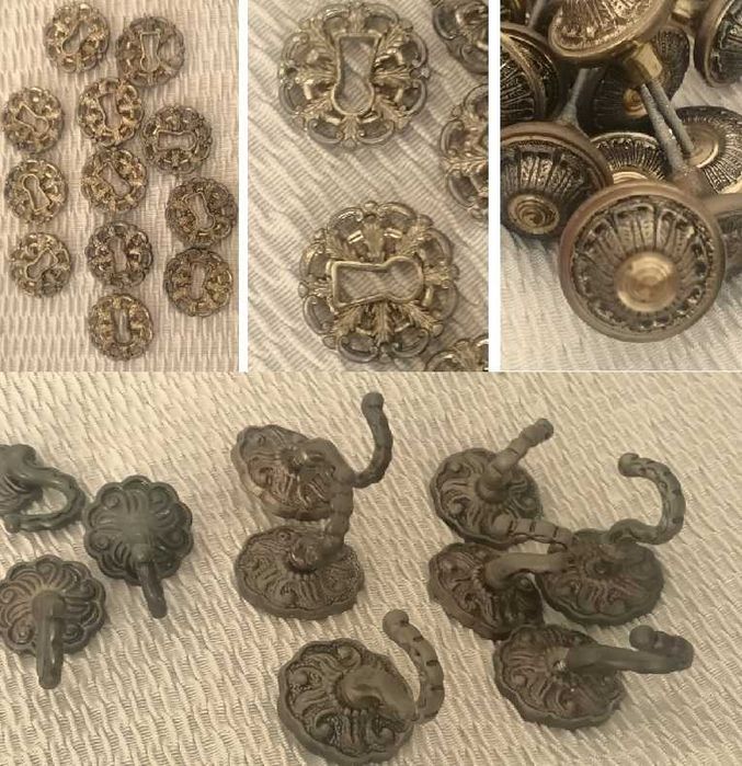 Puxadores de armário, espelhos de fechadura e cabides - Vintage