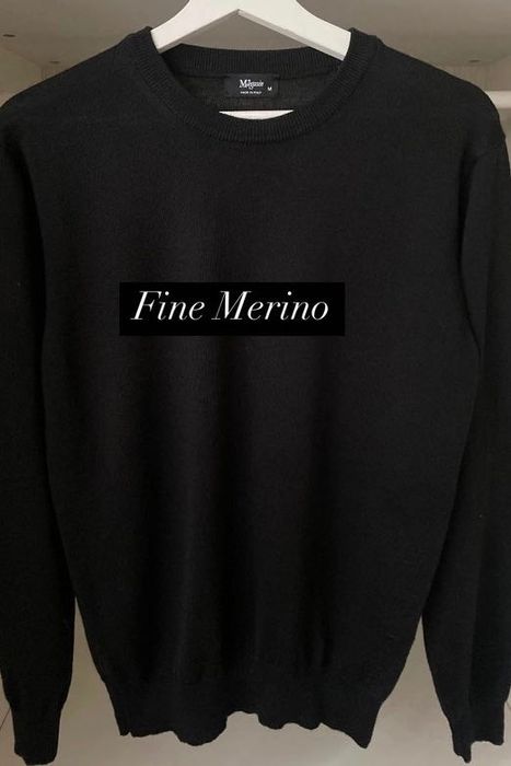 Męski klasyczny czarny sweter Made In Italy Merino wool M