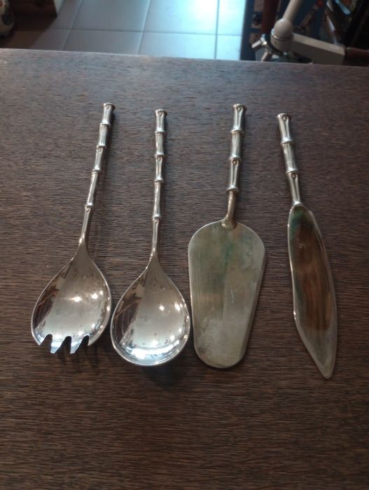 Piękne posrebrzane sztućce do sałatki i tortu Włochy Okazja