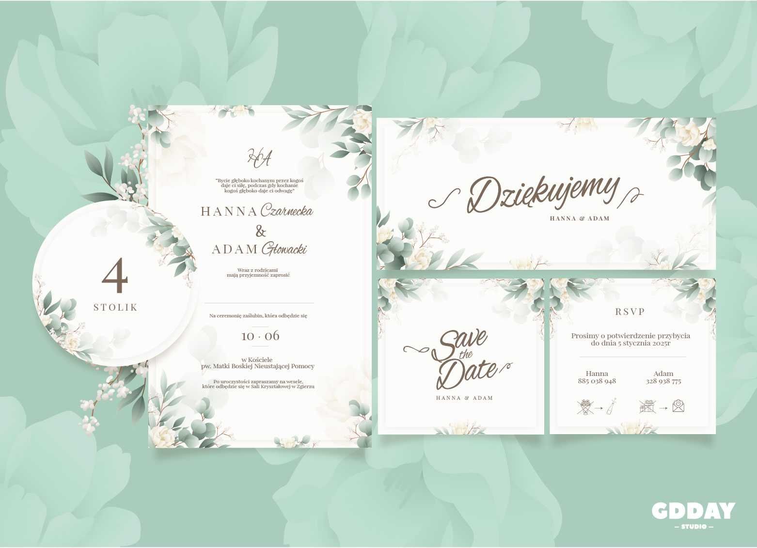 Projekt Zaproszenia, Winietki, RSVP, Ślub, Urodziny, BabyShower + DRUK