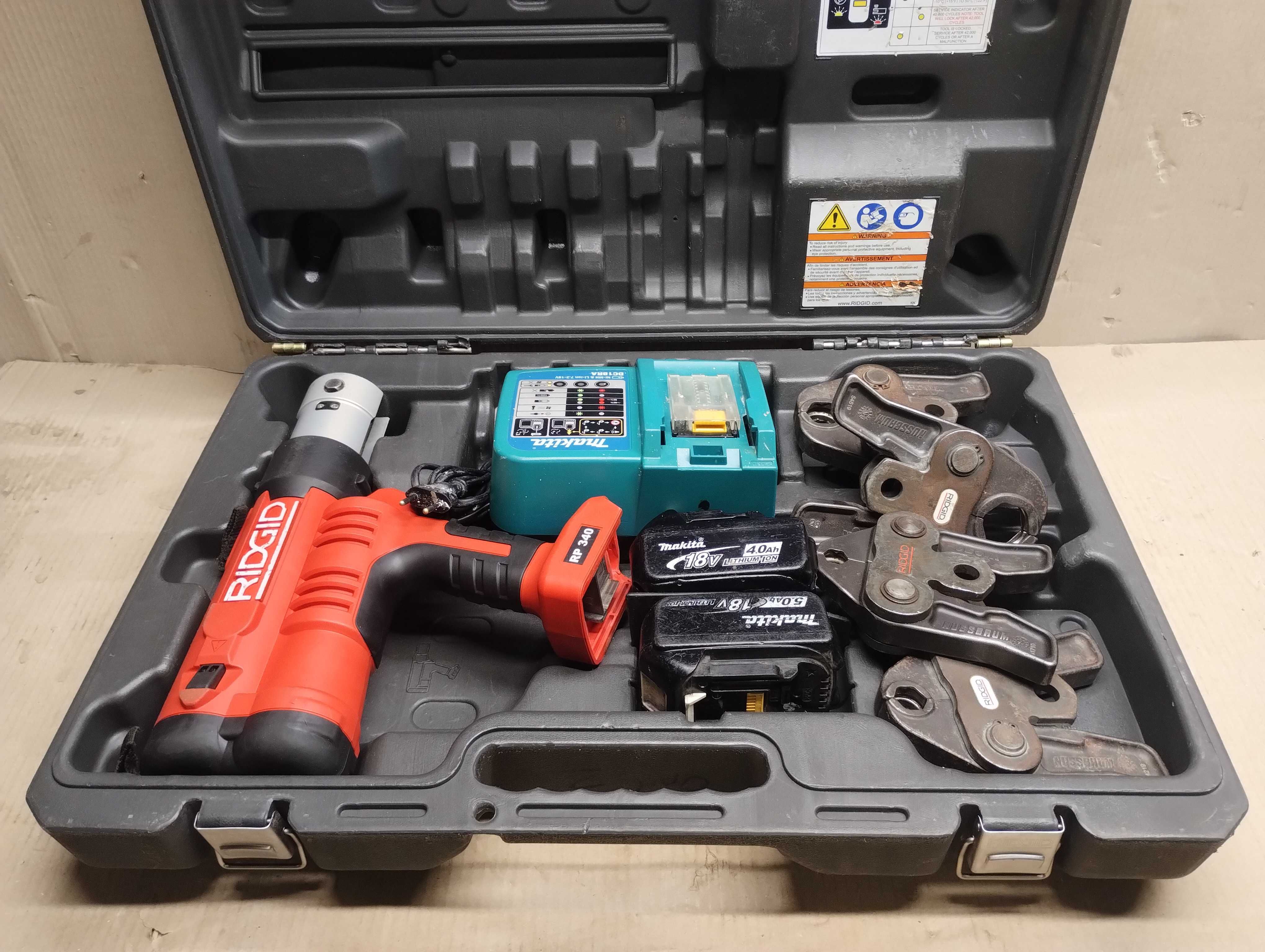 Ridgid RP 340 Zaciskarka Prasa Akumulatorowa szczęki V 12-28 2 baterie