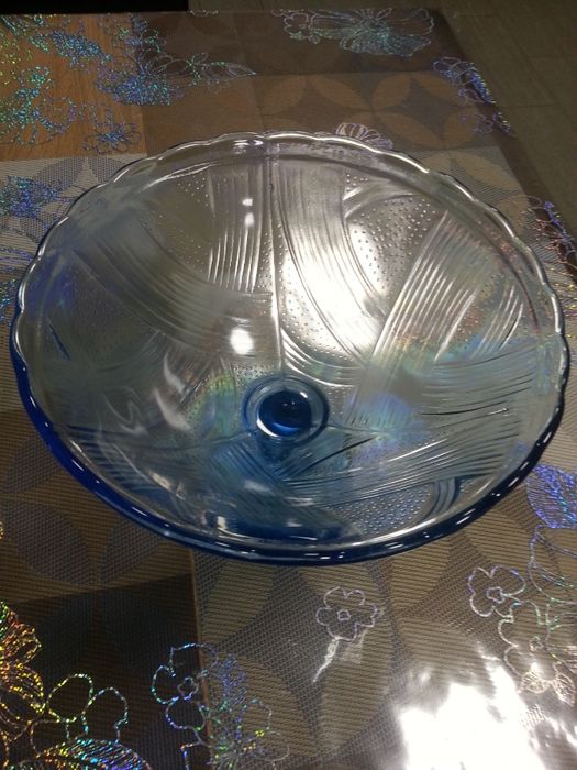 Винтажная ваза конфетница фруктовница цветное синее стекло кобальт