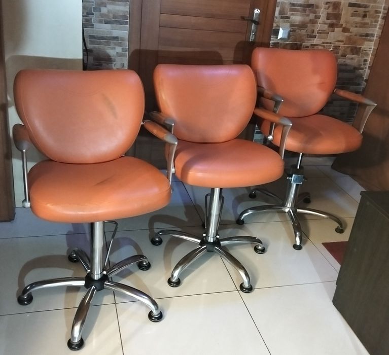 Fotele fryzjerskie -3 szt. Tiffany Ayala obrotowe z regul. wysokości