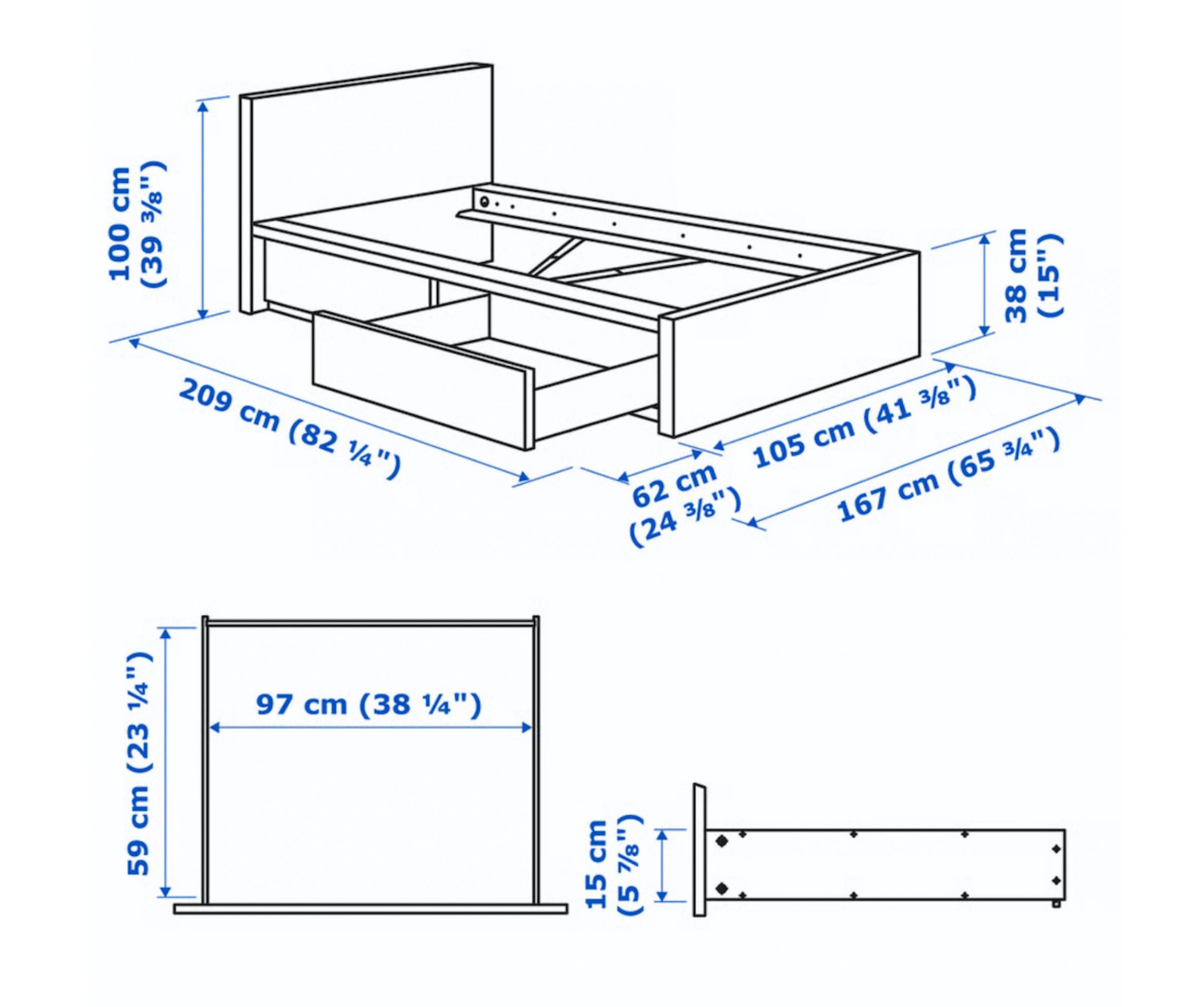 cama con arrumaçao e cabeceira modelo Malm Ikea