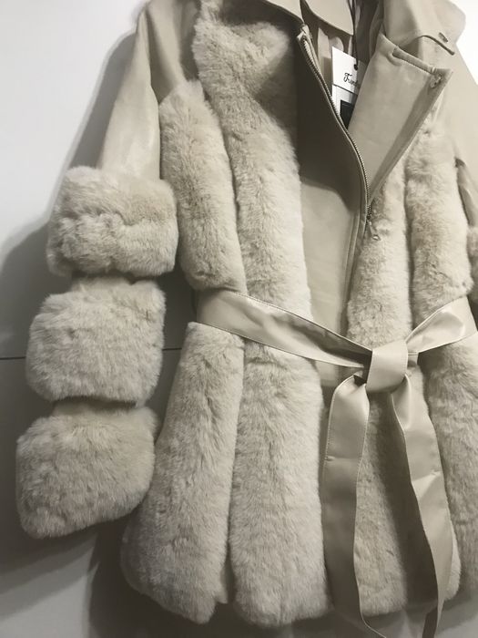 Futerko grube na zimę jesień i wiązane beżowe okazja super milutki