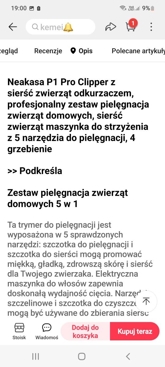 Odkurzacz do pielęgnacji zwierząt