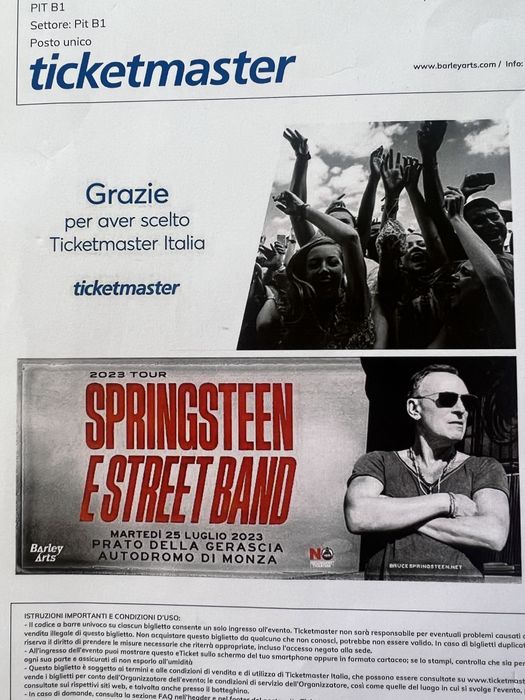 2 bilety sektor B1 na koncert Bruce’a Springsteena w Monza, Italy