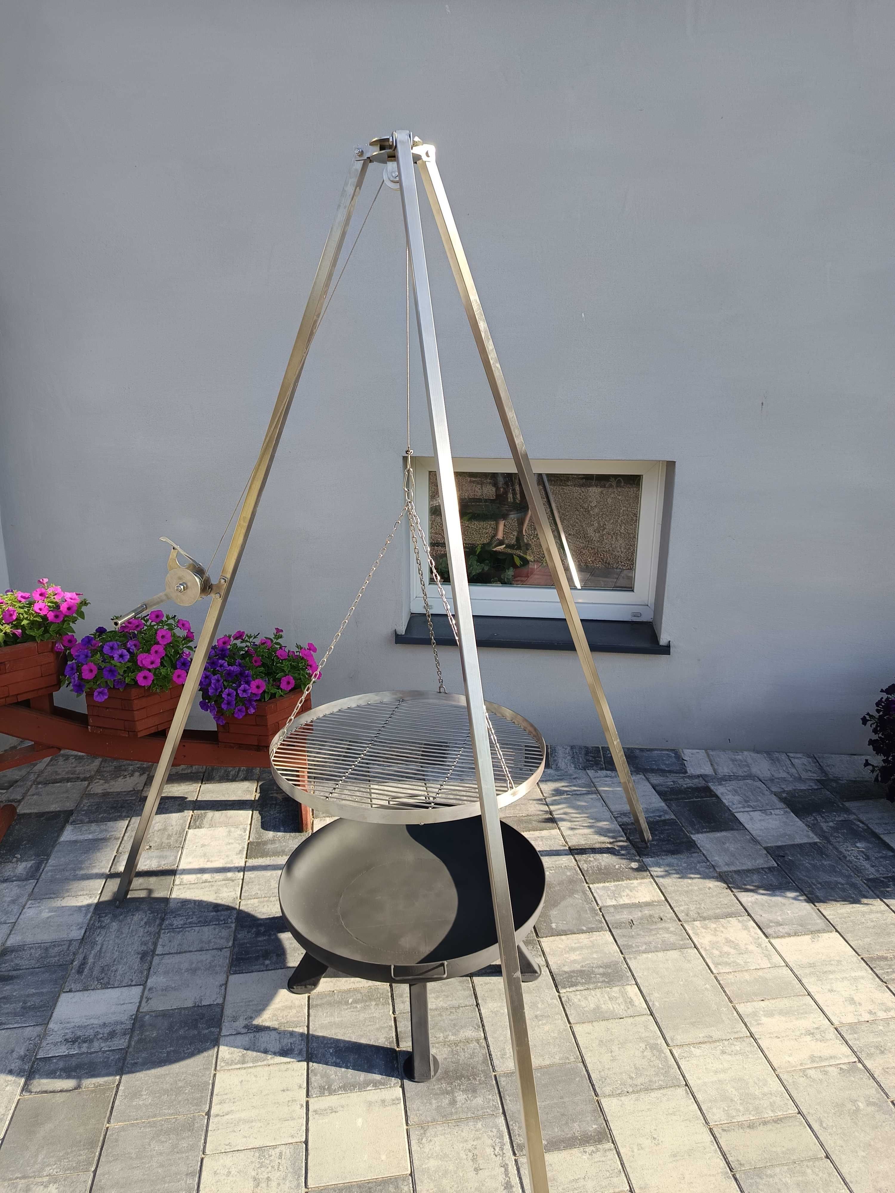 Grill trójnóg stal nierdzewna plus palenisko