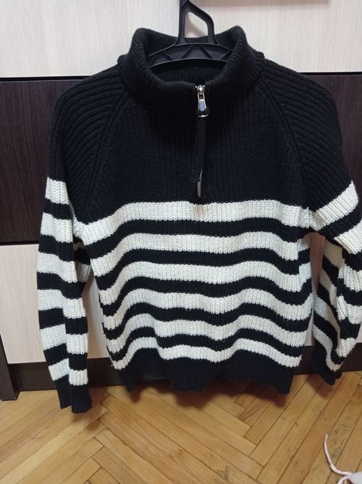 Тепла кофта з замочком, светр в полоску