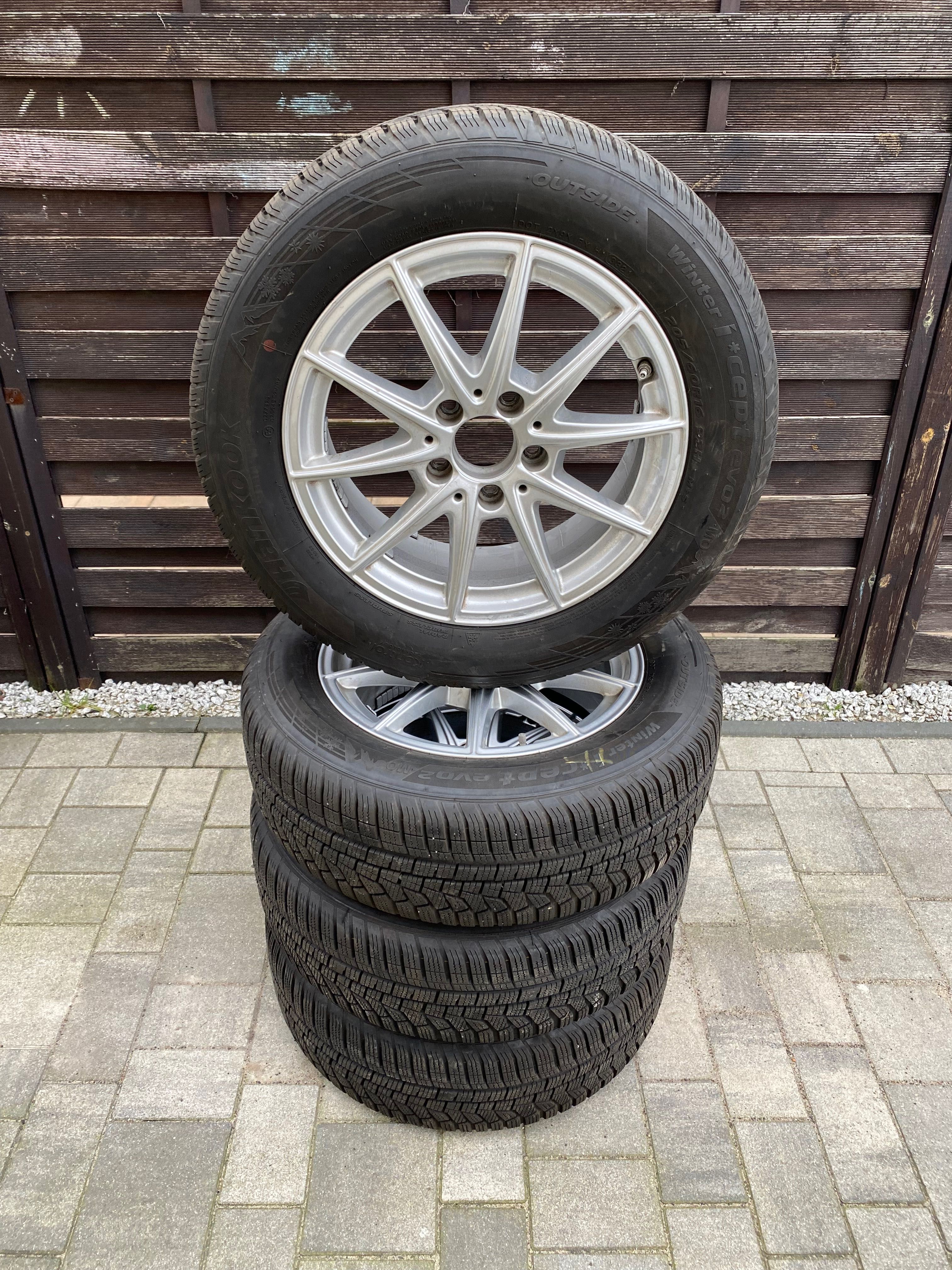 Koła aluminiowe 5x112 ET48 6.5Jx16” opony zima 205/55R16 Oryginał