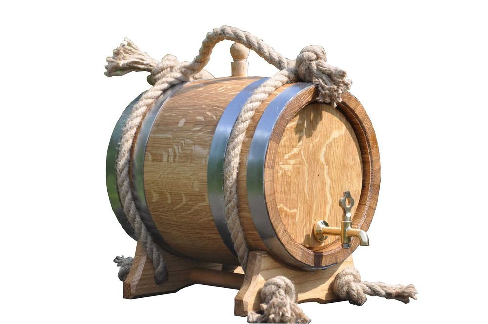 Beczka Dębowa 3L 4L 5L 10L 15L 20L Grawer Ozdobne Sznurki Opalanie