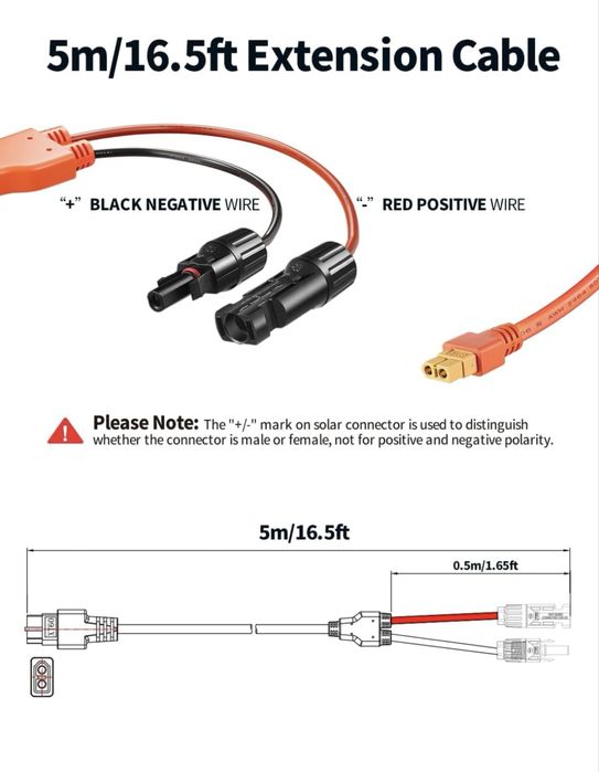 Кабель 5 метрів Tonton (MC4 - XT60/DC) - Новий!Ecoflow,Bluetti