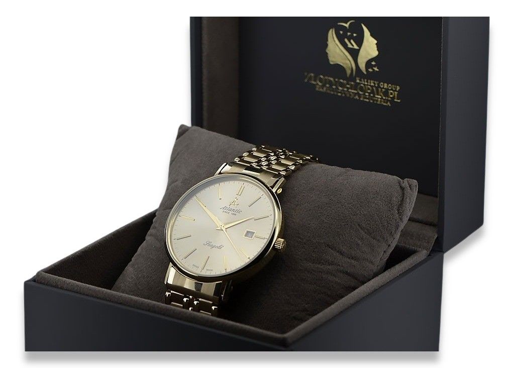 Złoty zegarek Atlantic 14k 585 z bransoletą męski mw003y&mbw019yo Wr