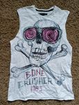 Koszulka punk bez rękawków czaszka artystyczny wzór bone crusher