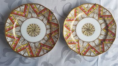 Fina porcelana pintada à mão, Baviera séc XIX, chávenas, pratos, taça