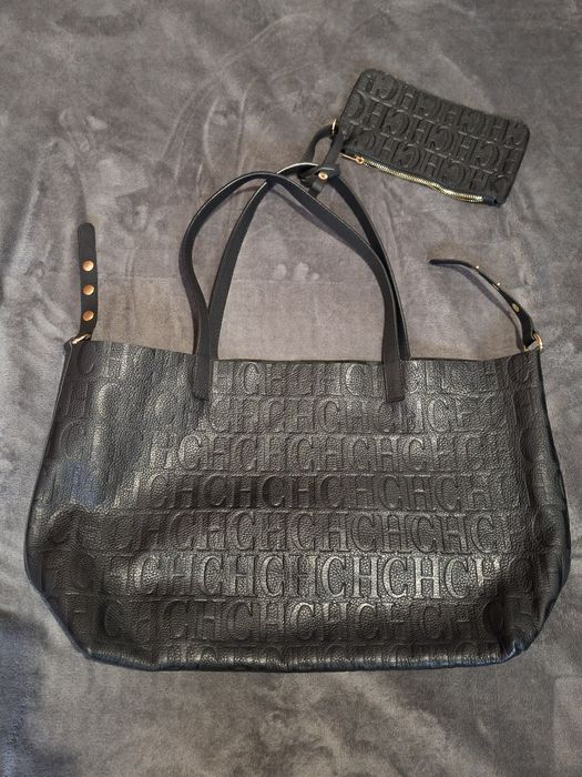 Torba skórzana czarna shopperka